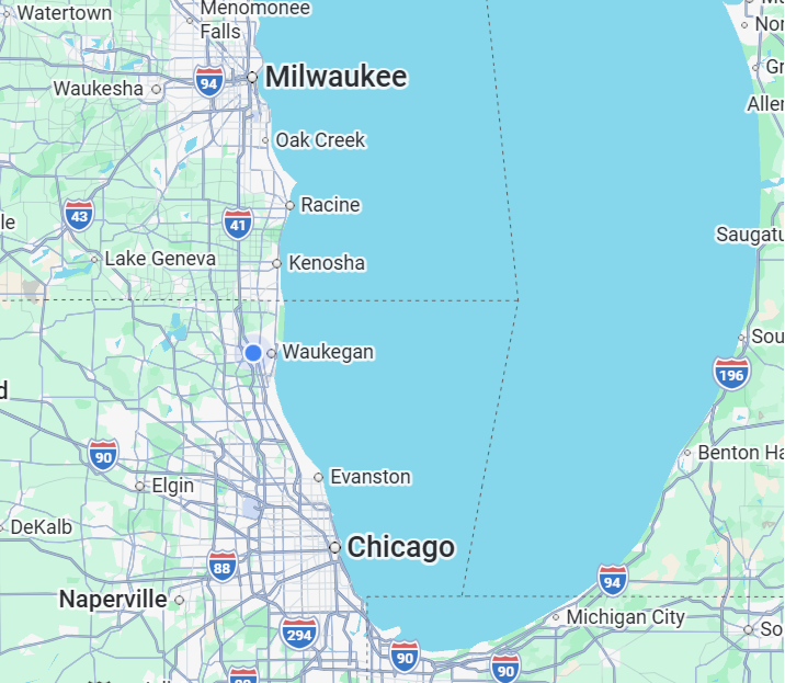 Service area map showing Anita's Cleaning Services coverage from Chicago to Milwaukee